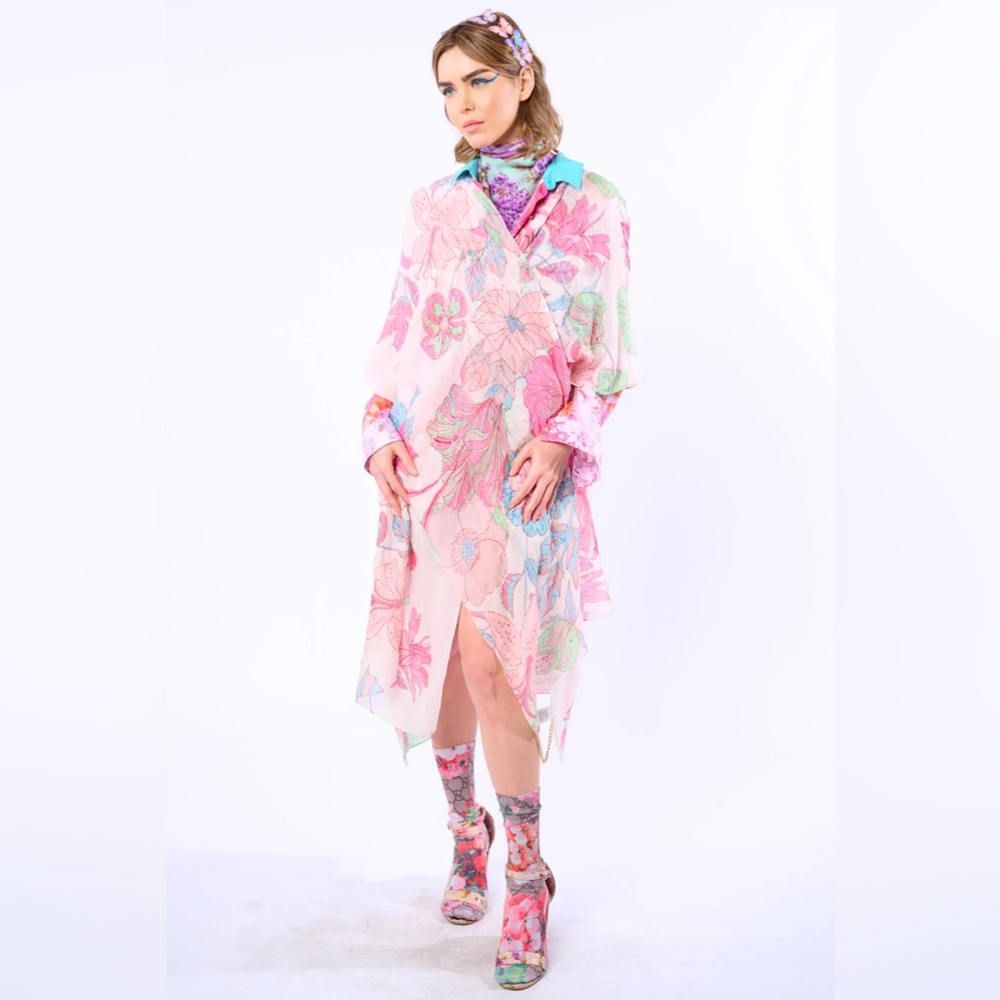 ICY FAIRY KIMONO, NWT, Gorgeous Beaded Open Front Modal Duster